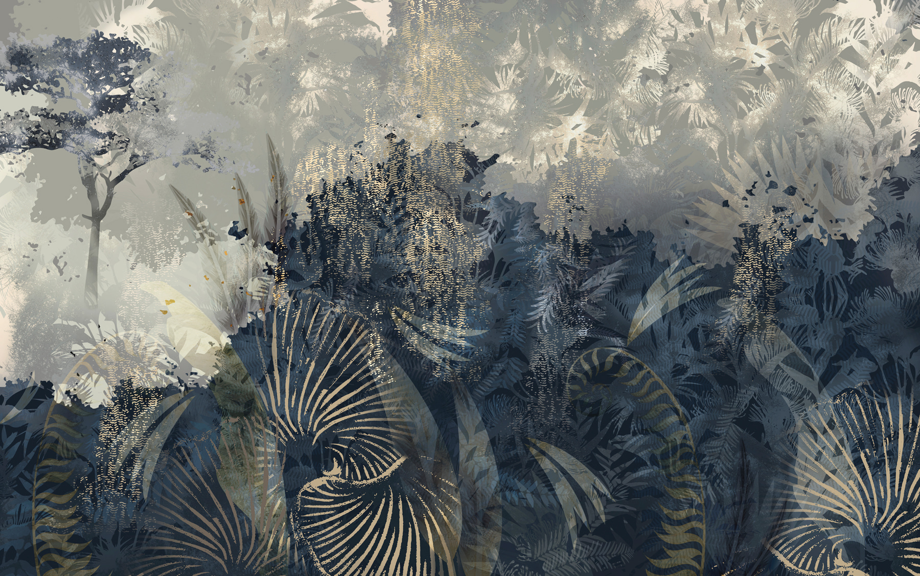 Serene forest with layered textures