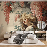 Fototapet Femeie într-un copac cu flori