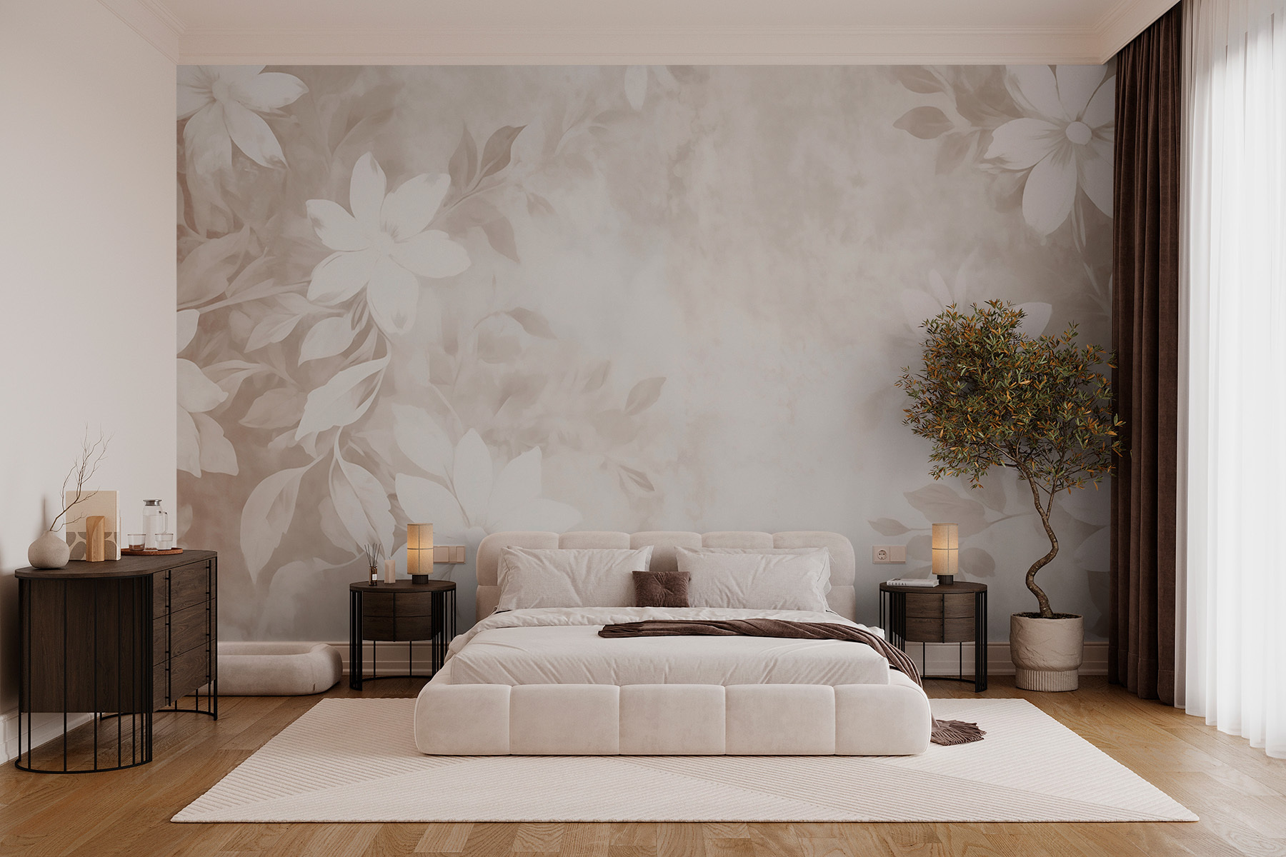 White and gray floral pattern