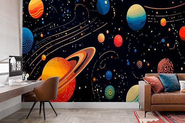 Planete și stele colorate Planete și stele colorate
