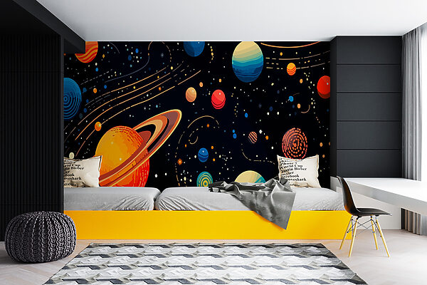 Planete și stele colorate Planete și stele colorate