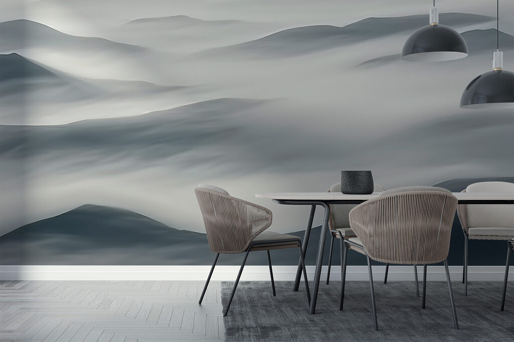Foggy landscape with hills
