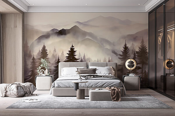 Landscape of mountains and trees