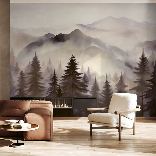 Landscape of mountains and trees