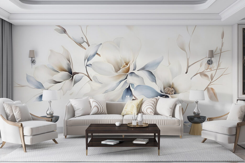 Painting of flowers on a white background