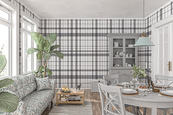 Grey and white plaid