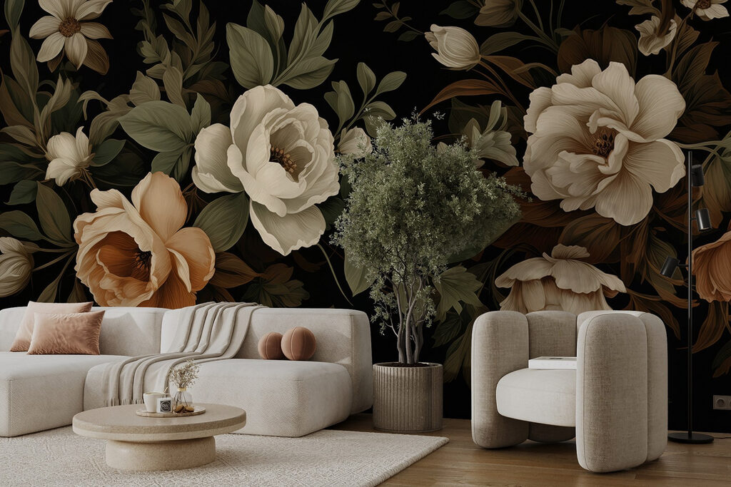 Delicate blooms on a dark backdrop