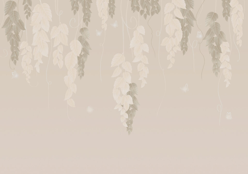 Wallpaper cu frunze și fluturi Wallpaper cu frunze și fluturi