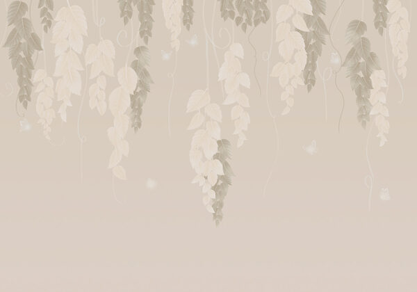 Wallpaper cu frunze și fluturi Wallpaper cu frunze și fluturi