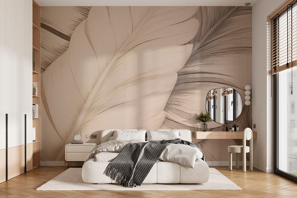 Textured white feathers in soft tones