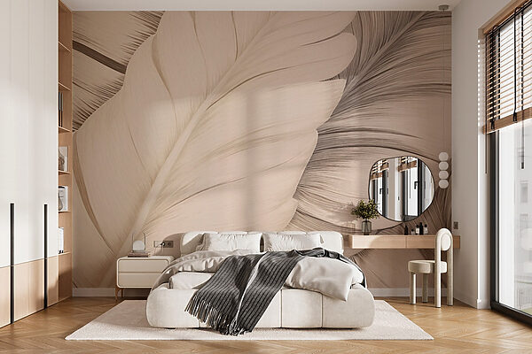 Textured white feathers in soft tones