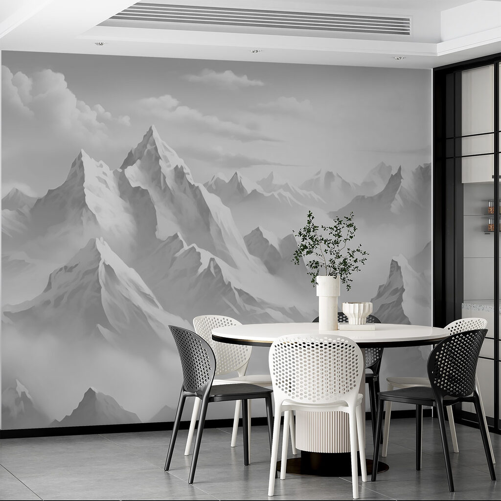 Mountain range with clouds