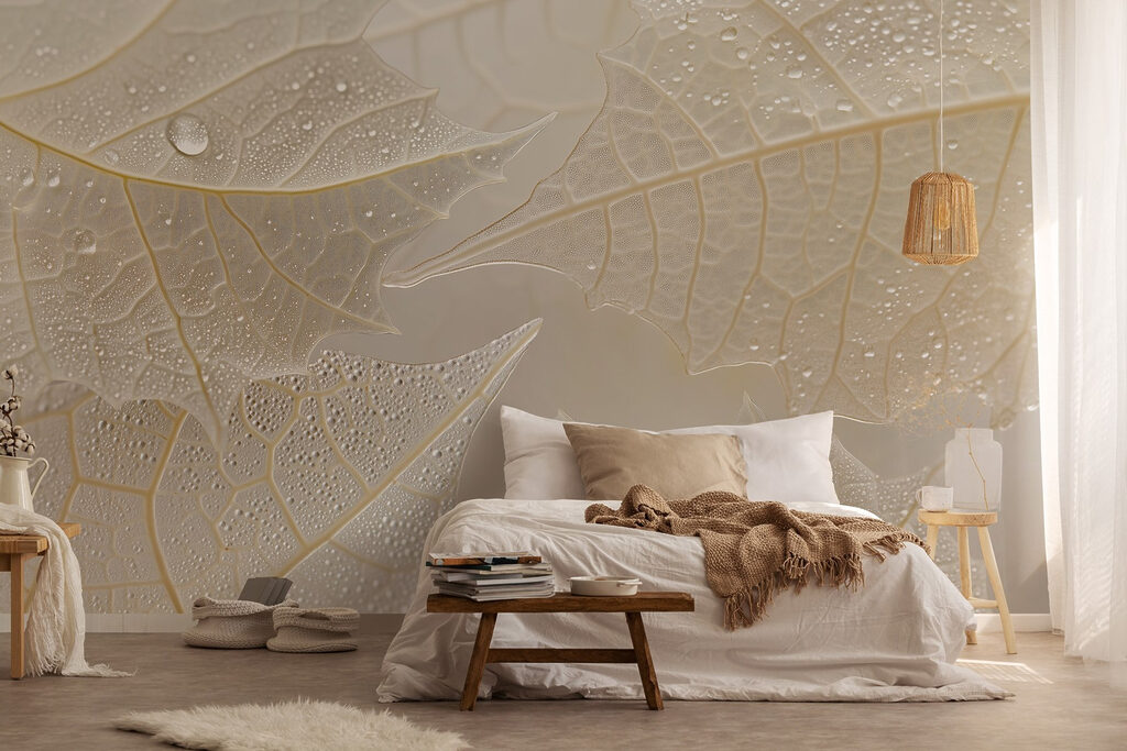 Delicate leaves with morning dew