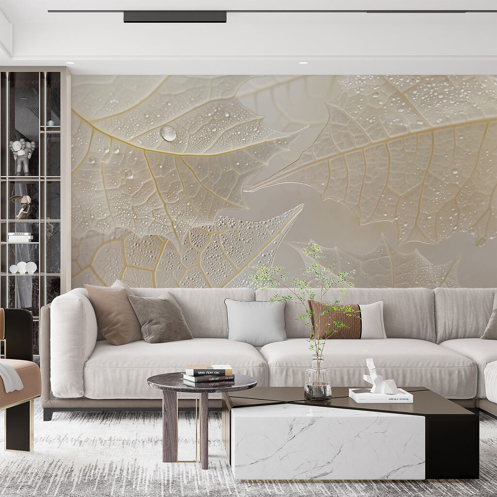 Delicate leaves with morning dew