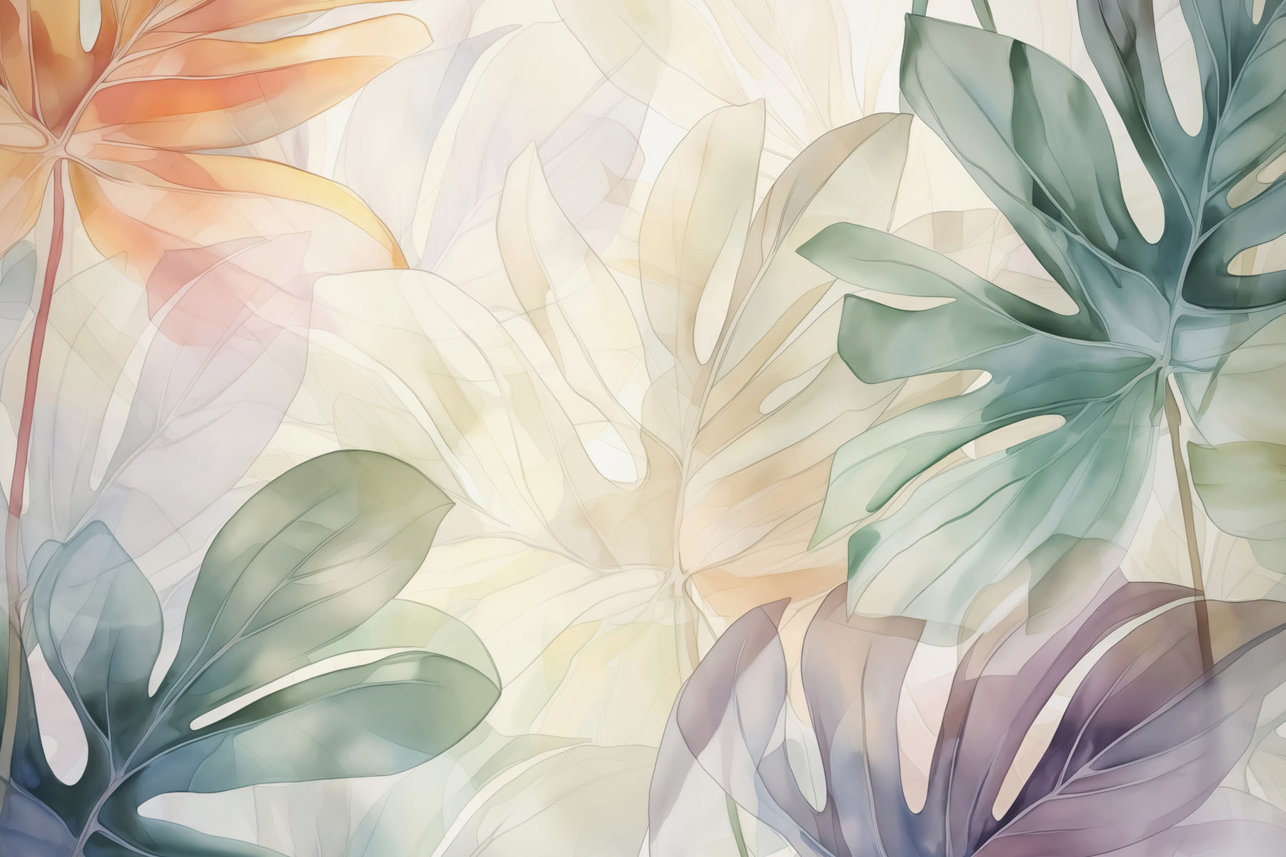Soft hues of tropical foliage blending