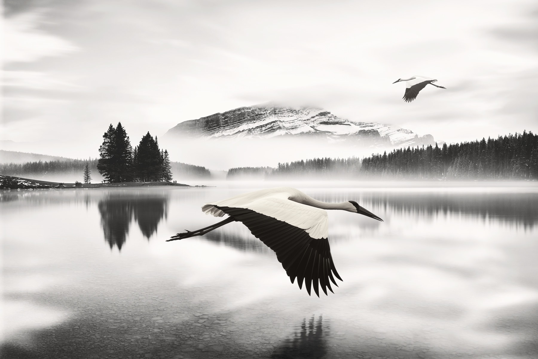Bird flying over water