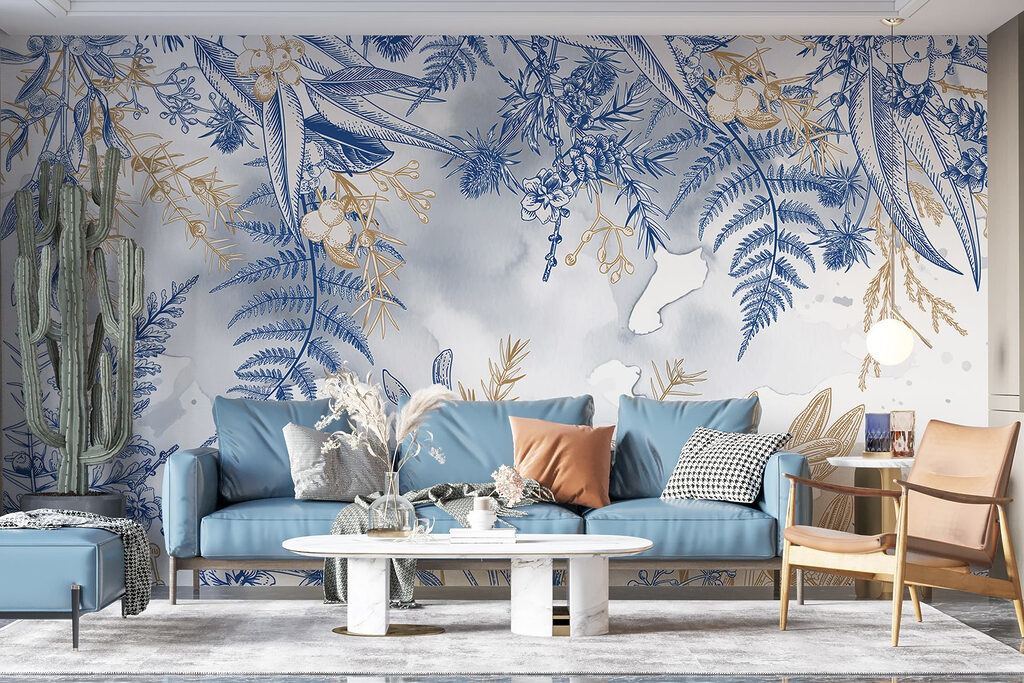 Blue and white floral pattern Blue and white floral pattern