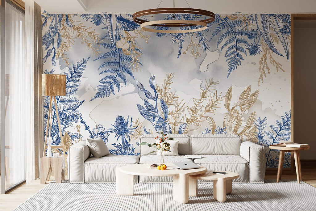 Blue and white floral pattern Blue and white floral pattern