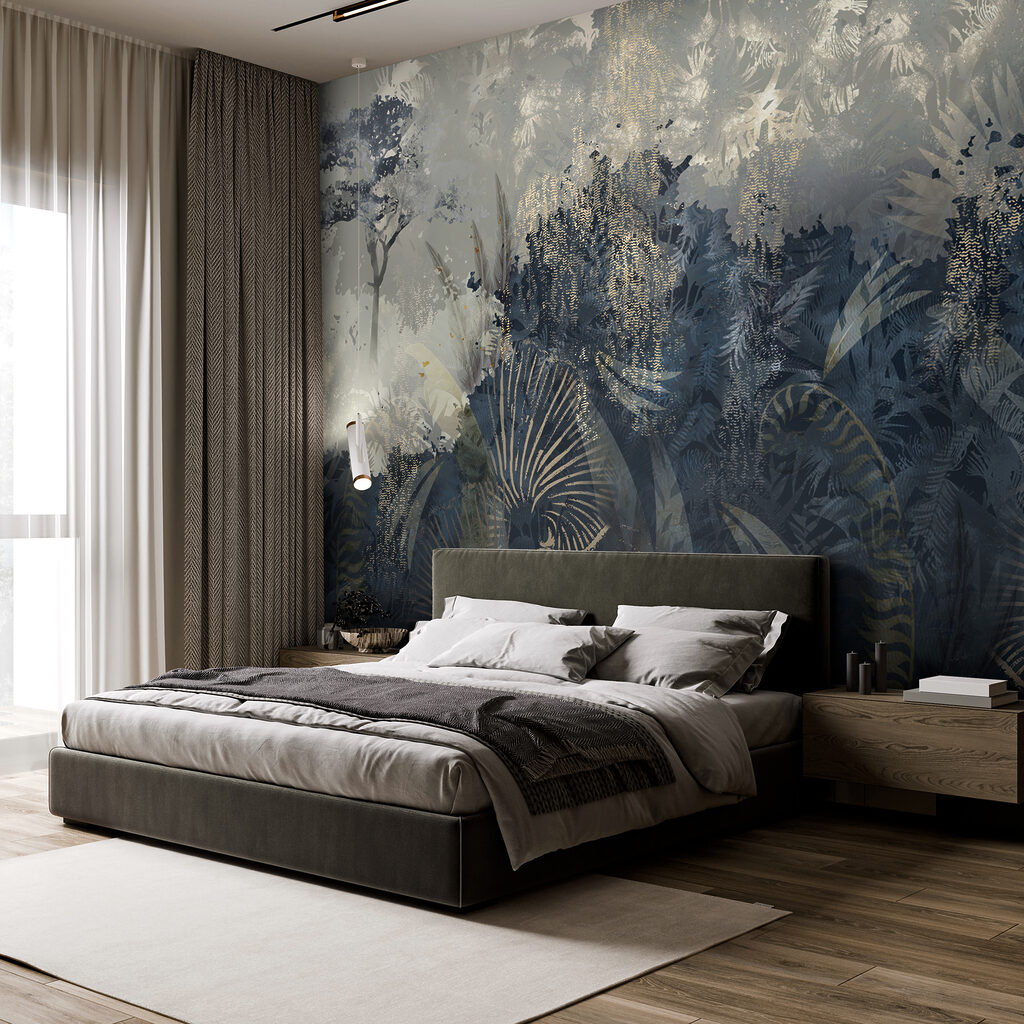 Serene forest with layered textures