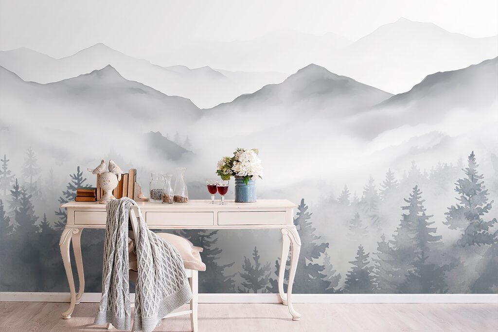 Landscape of mountains and trees