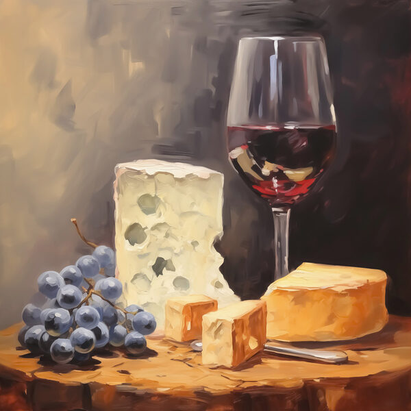 Pahar de vin și brânză pe o masă Pahar de vin și brânză pe o masă