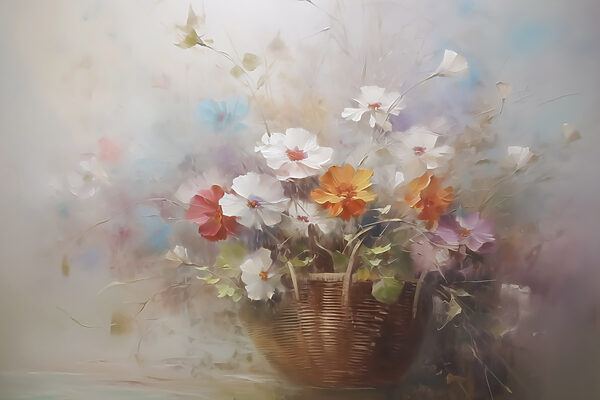 Pictura de flori într-un coș Pictura de flori într-un coș