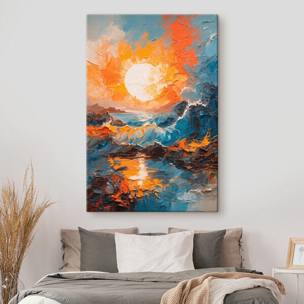 Pictura unui apus de soare peste o mare Pictura unui apus de soare peste o mare