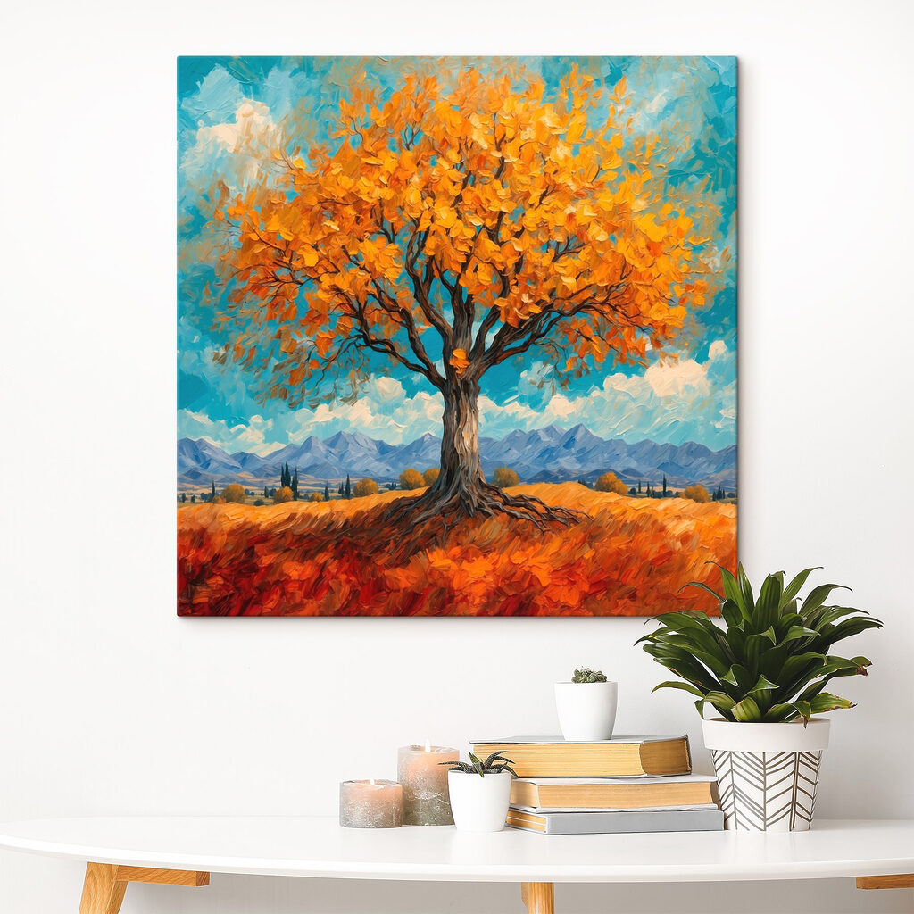 Painting of a tree with yellow leaves