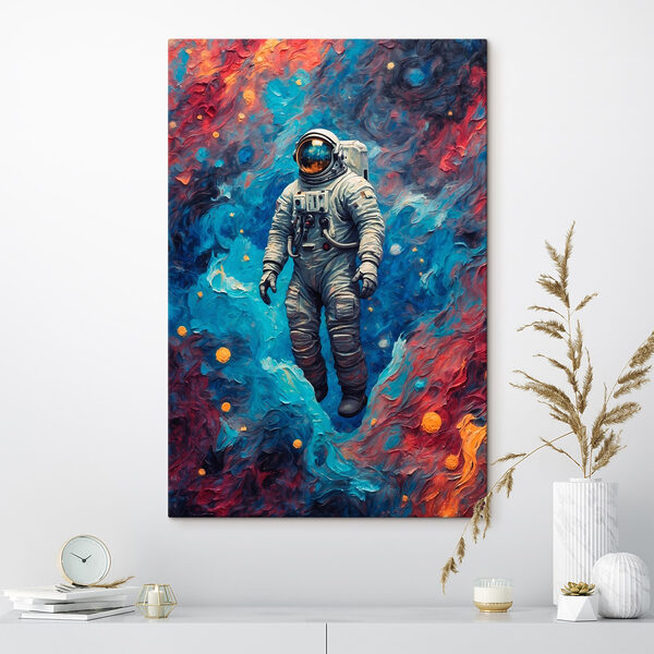 Un astronaut în spațiu cu fundal colorat Un astronaut în spațiu cu fundal colorat