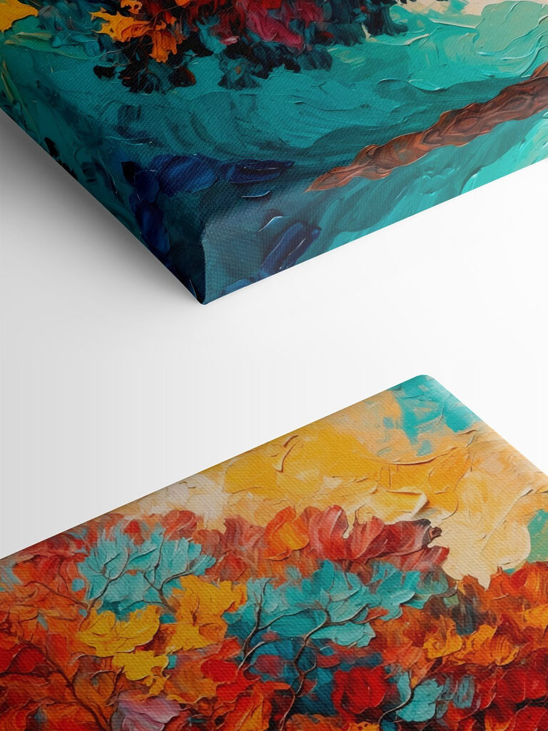 Painting of a tree with colorful leaves Painting of a tree with colorful leaves