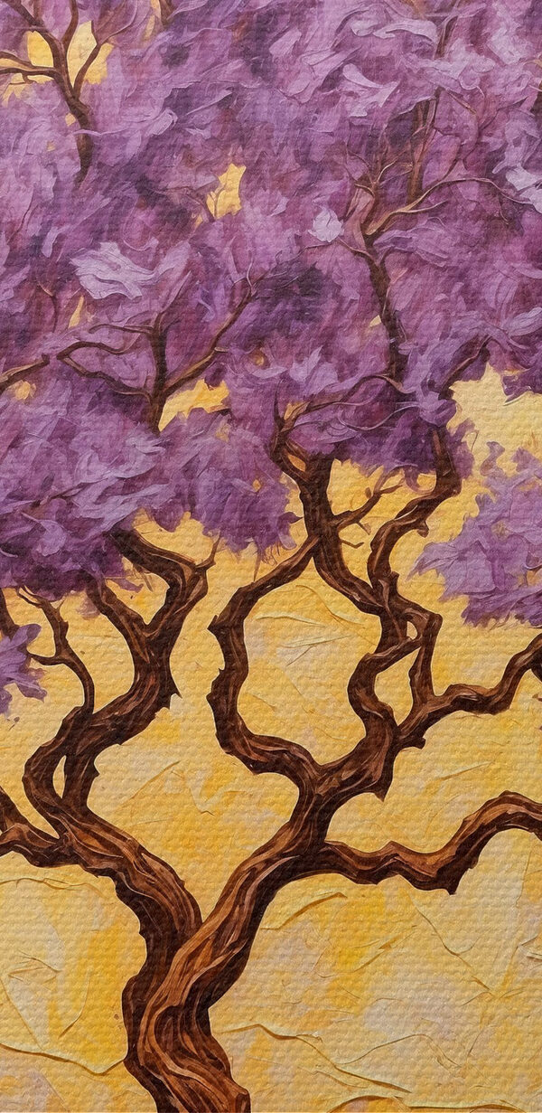 Pictura unui copac cu frunze violet Pictura unui copac cu frunze violet