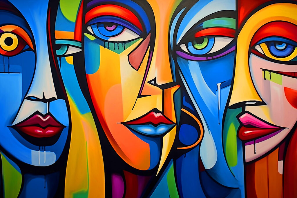 Painting of faces and lips