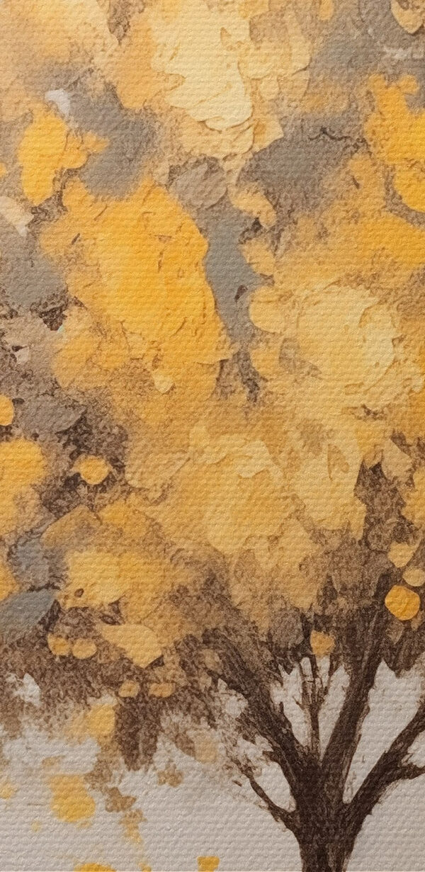 Pictura unui copac cu frunze galbene Pictura unui copac cu frunze galbene