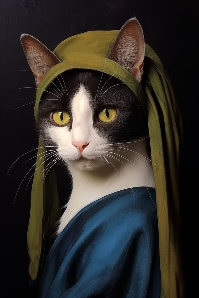 Cat wearing a green hat