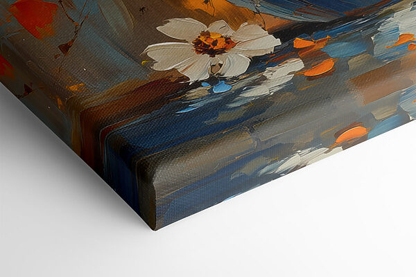 Painting of flowers in a blue vase