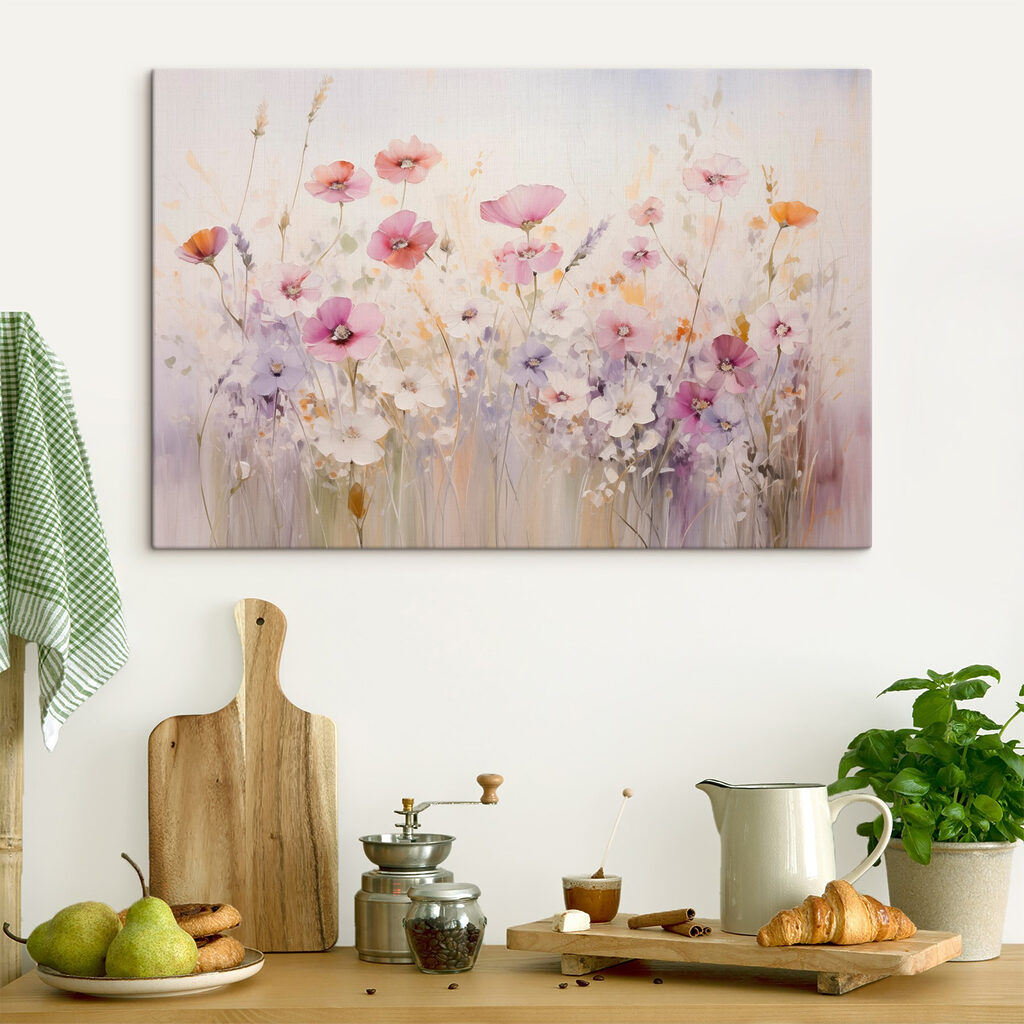 Painting of flowers in a field