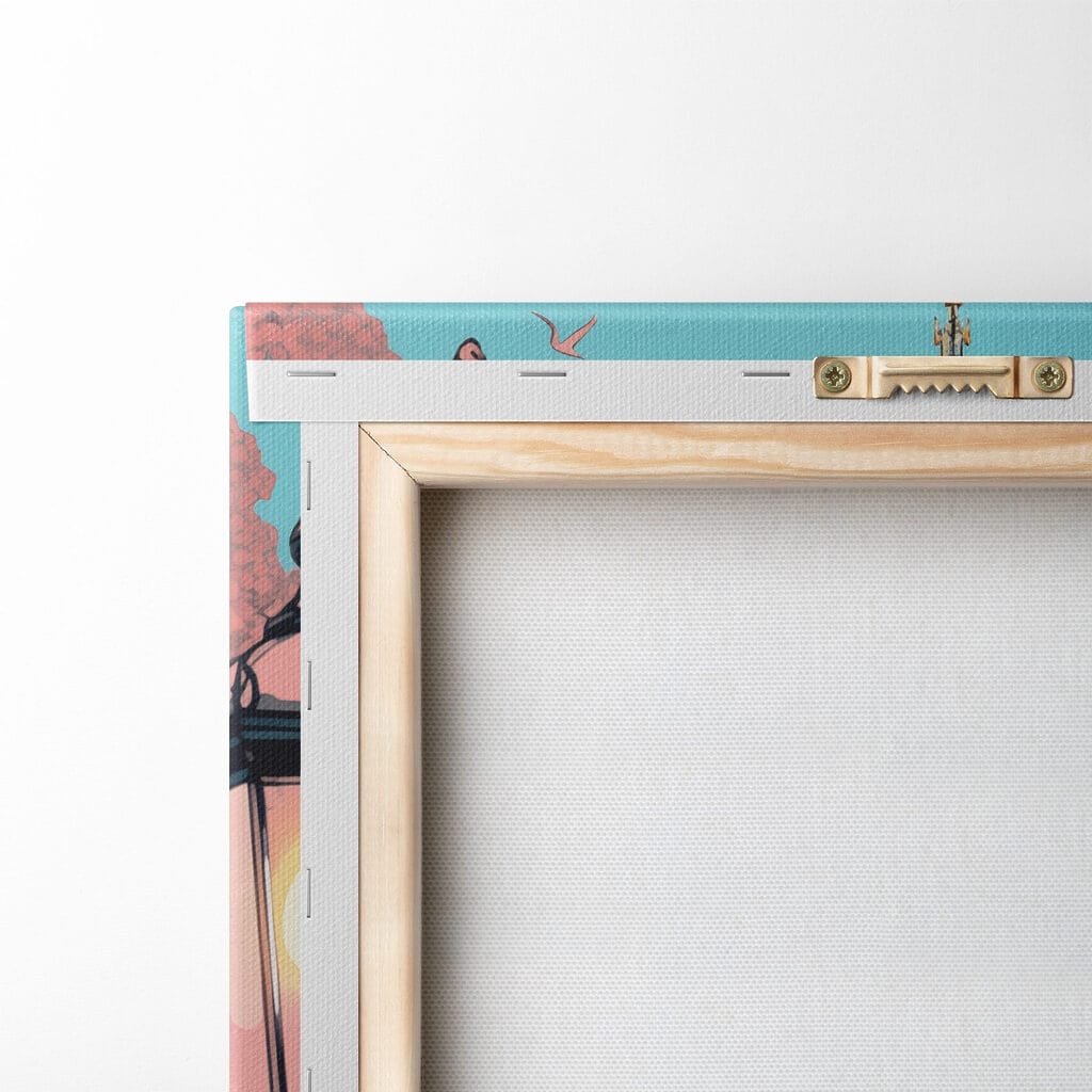 Clock tower with a lamp post and trees