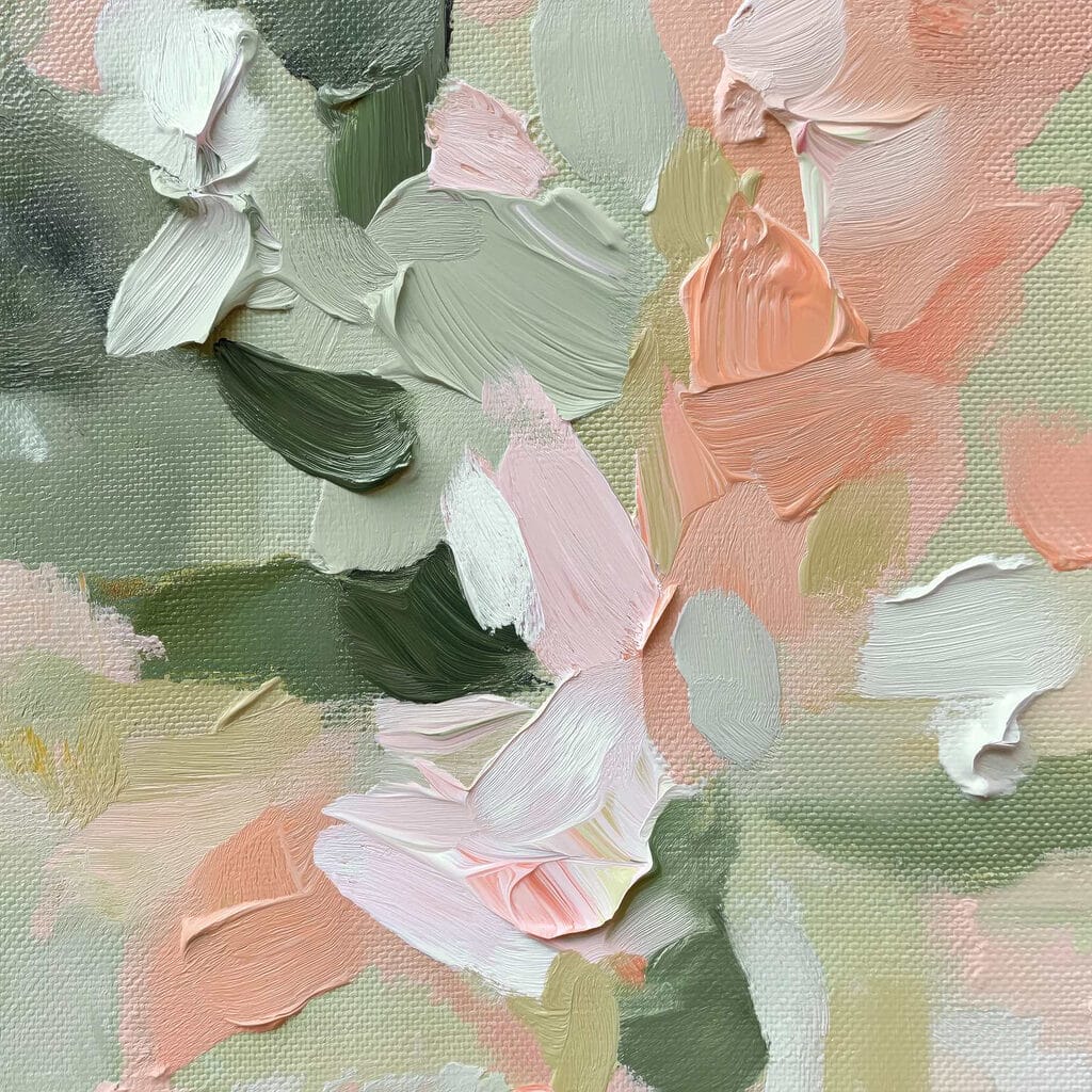 Soft pastels blend on textured canvas