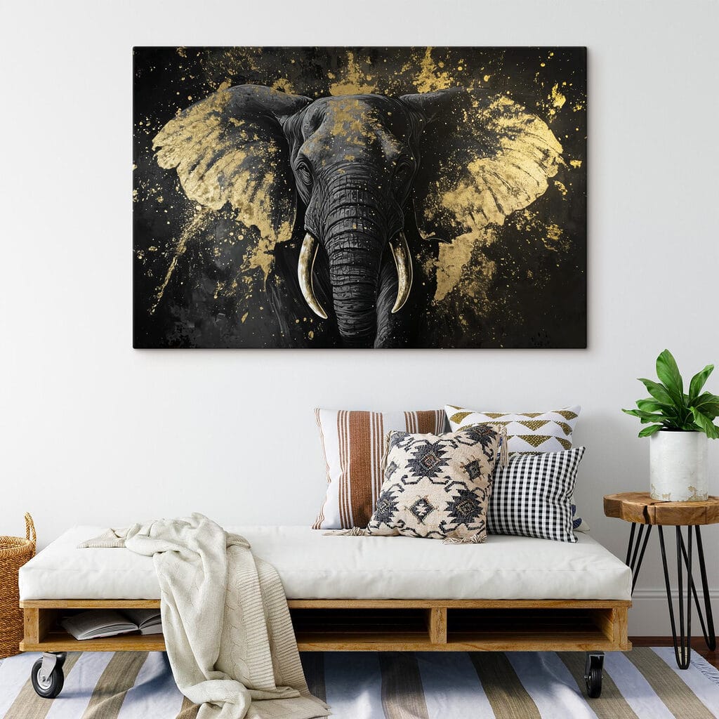 Majestic elephant portrait in art