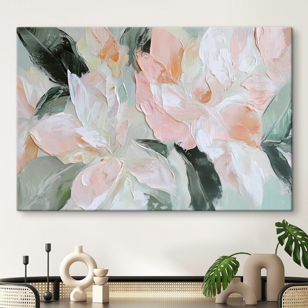 Painting of flowers on a canvas