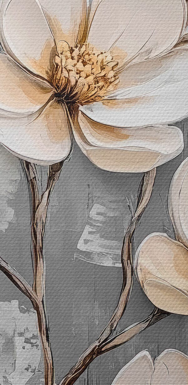 Pictura de flori pe un fundal gri Pictura de flori pe un fundal gri