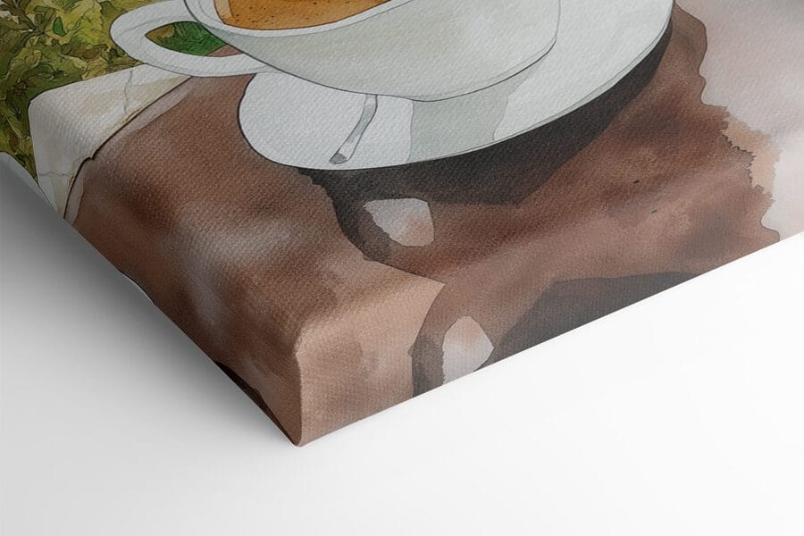 Două cești de cafea cu o spumă în formă de inimă deasupra unei mese cu vedere la un corp de apă Două cești de cafea cu o spumă în formă de inimă deasupra unei mese cu vedere la un corp de apă