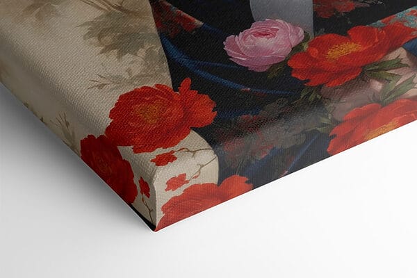 Femeie într-un kimono cu flori și păsări Femeie într-un kimono cu flori și păsări
