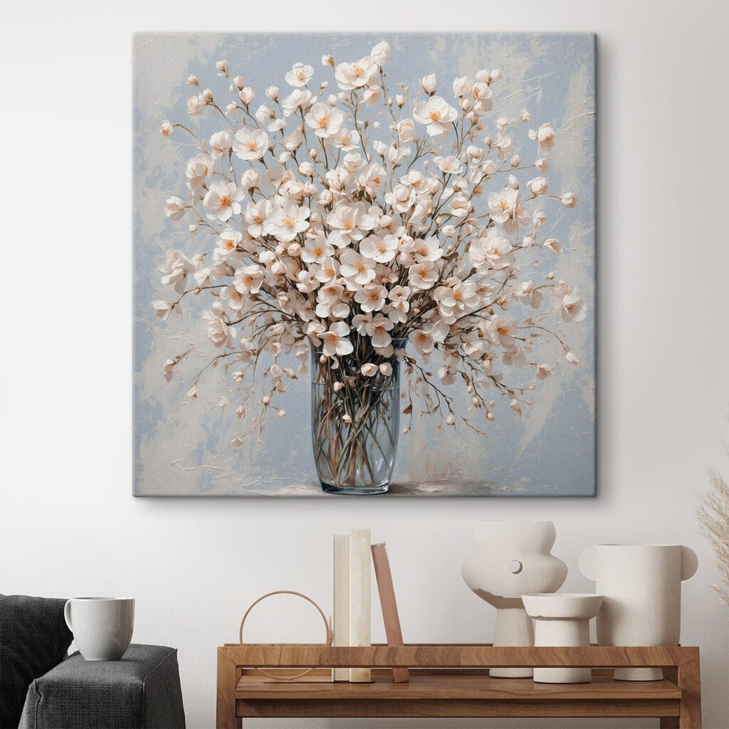 Vase of white flowers