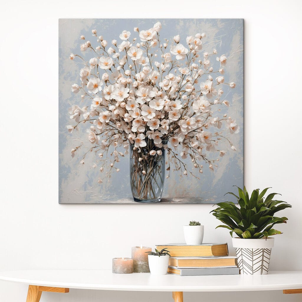 Vase of white flowers