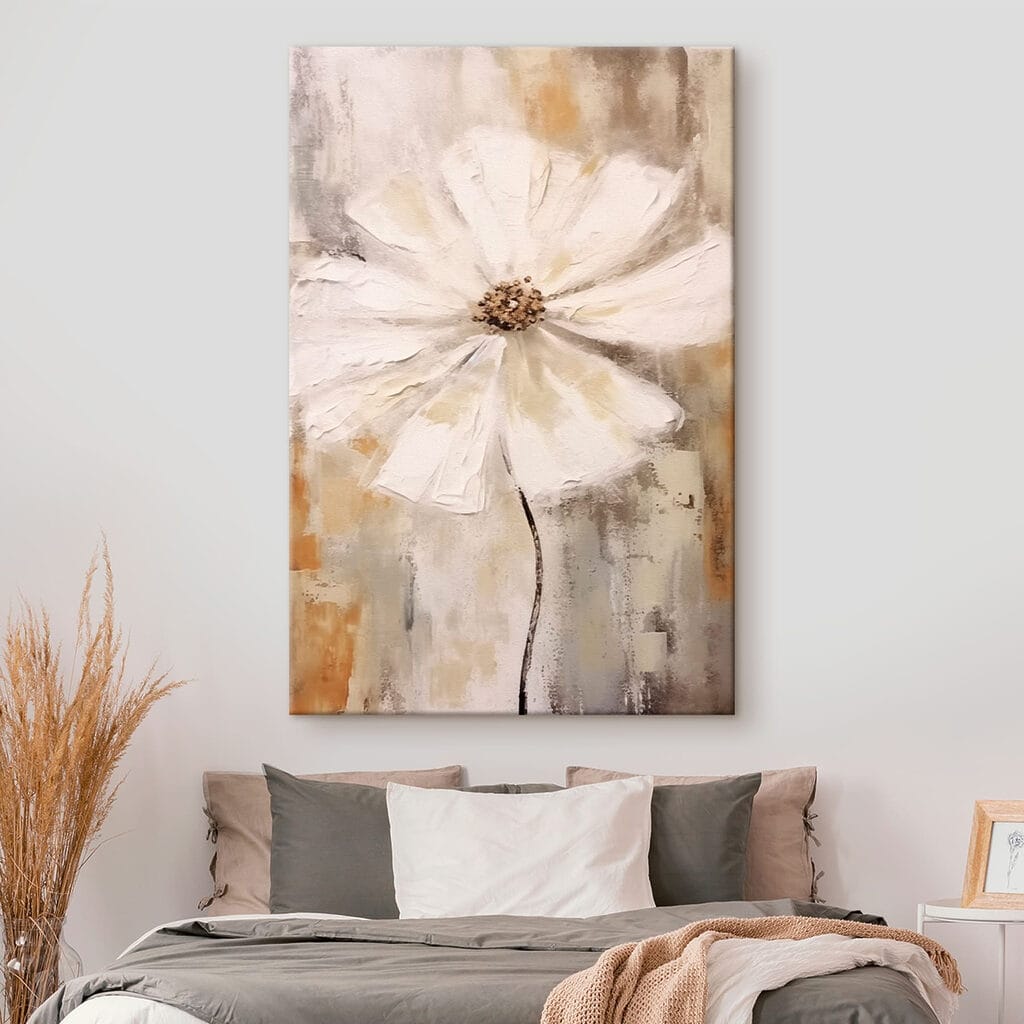 White flower with brown center White flower with brown center