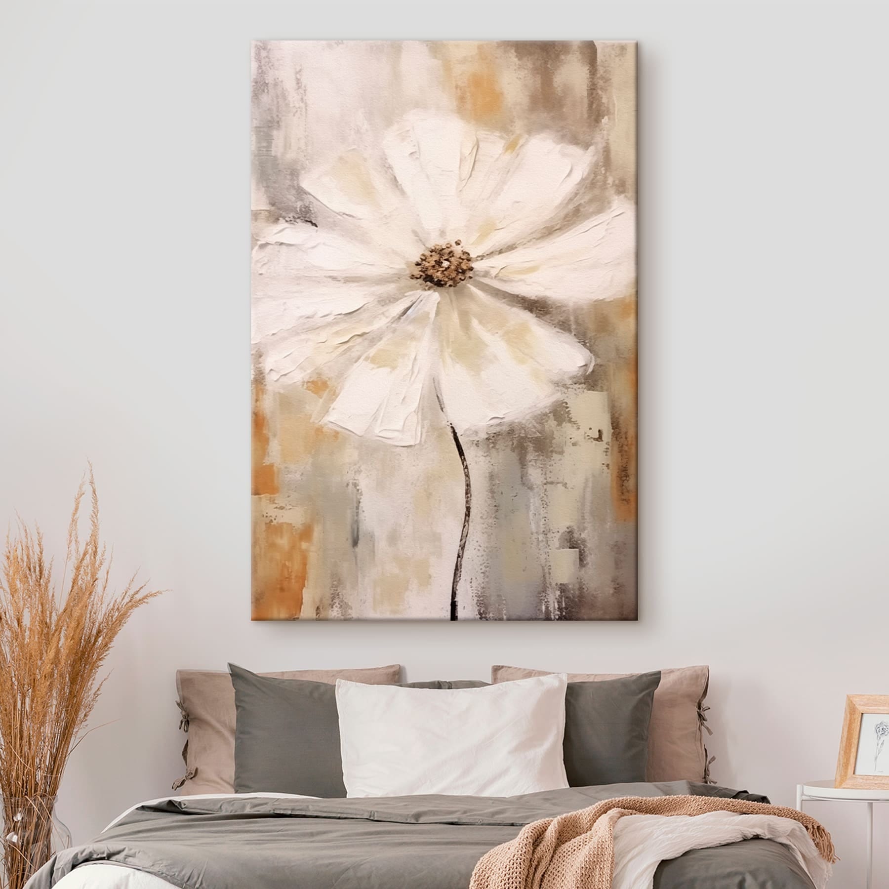 White flower with brown center White flower with brown center