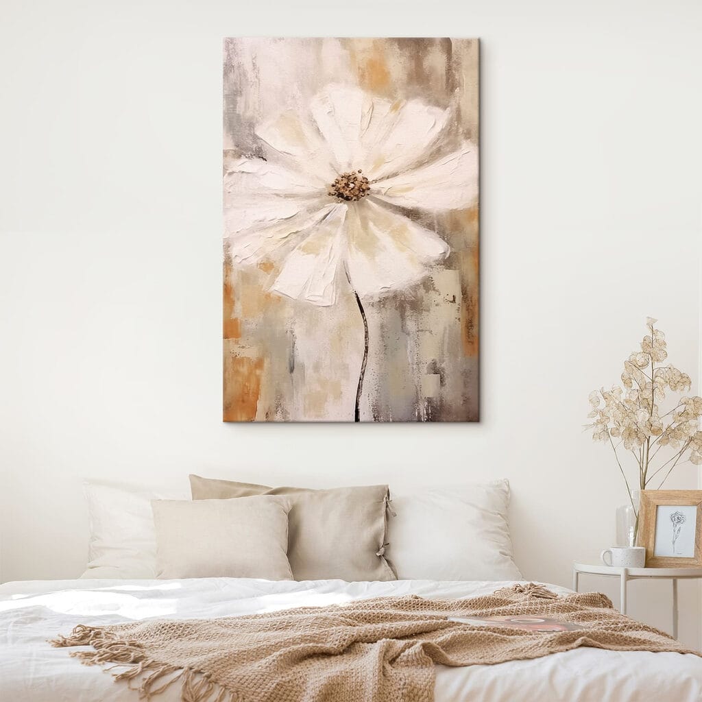 White flower with brown center White flower with brown center