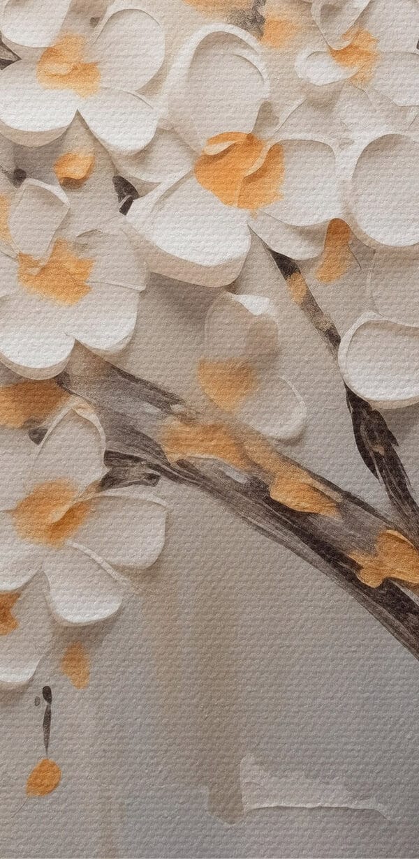 Pictura unui copac cu flori albe Pictura unui copac cu flori albe