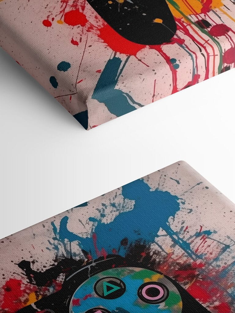 Video game controller with paint splatters